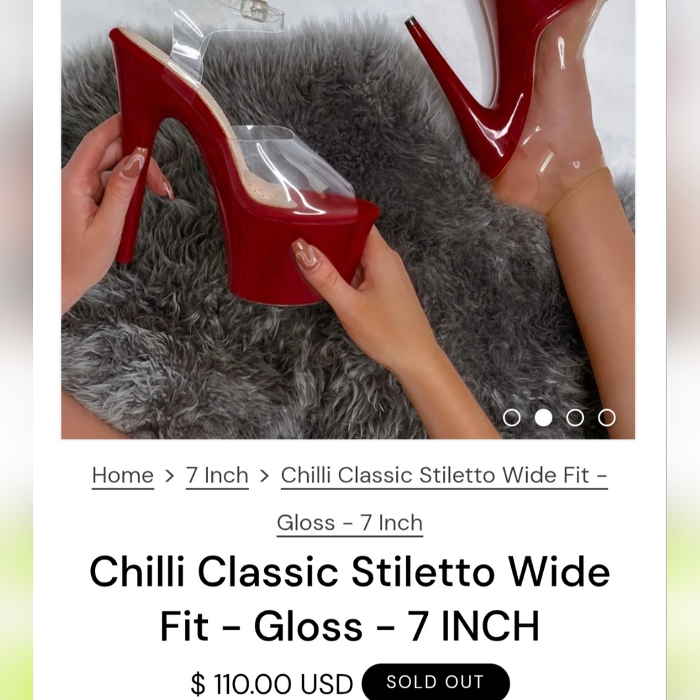 Hella Heels Chili Classic Stiletto Wide Fit Gloss 7 Inch Size 7
